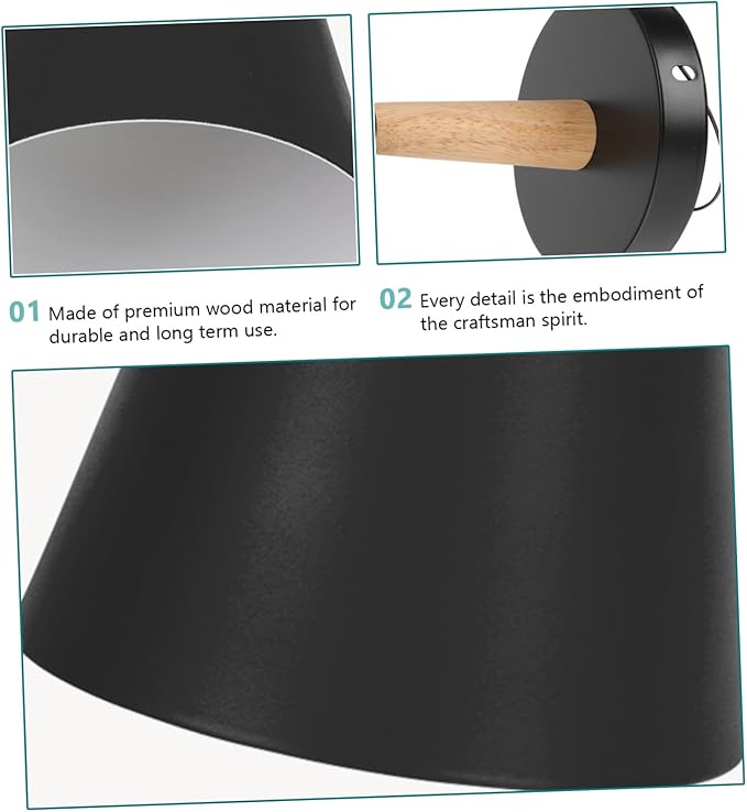 TEHAUX Nordic Modern Wall Light Black Wood Hanging Lamp Simple Chic Bedroom Wall Light for Corridor Durable Indoor Fixture with Contemporary Design