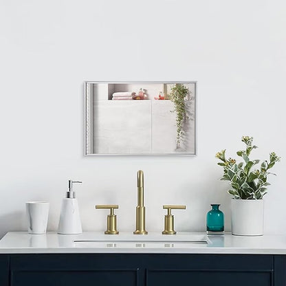 AAZZKANG Metal Framed Mirror Rectangle Wall Mounted Mirrors Decorative Modern for Bedroom Bathroom Living Room Entryway Hanging Vertically or Horizontally