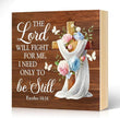 The Lord Will Fight for You Need Only To Be Still Wood Block Plaque Box Sign for Home Living Room Coffee House Bar Shelf Table Decoration, Exodus 14:14 Bible Verse Decor Gifts for Friends