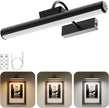 Picture Light, Wireless Picture Light with Remote, Battery Operated 5000mAh, 3 Color Modes and Dimmable LED Lights with Timer for Paintings, Gallery, Wall, Dartboard, Bedroom (Black-1Pack)