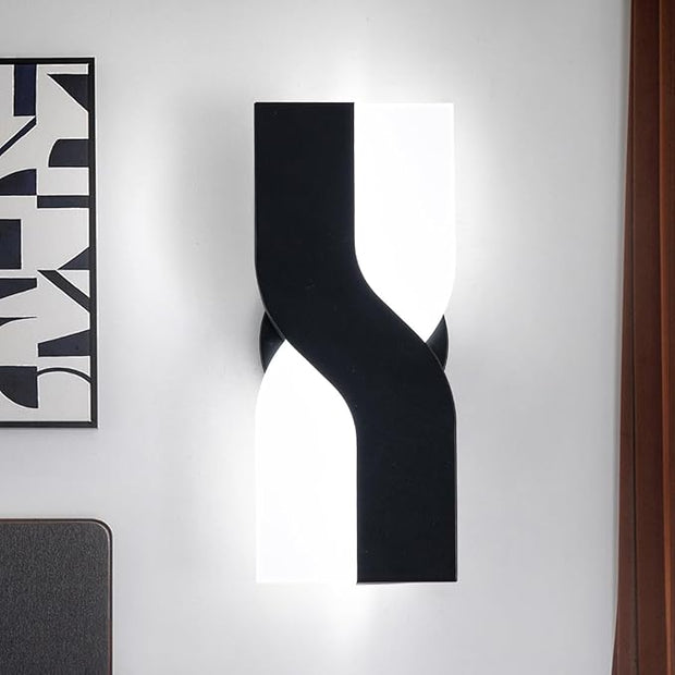 Modern LED Wall Sconce, 8W Acrylic Indoor Black Wall Light, 6000K Cold White Wall Light Fixture, Up and Down Wall Mount Light for Stairs, Living Room, Bedroom, Aisle, Hallway
