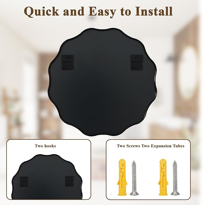 VooBang Black Scalloped Circle Mirror, 30
