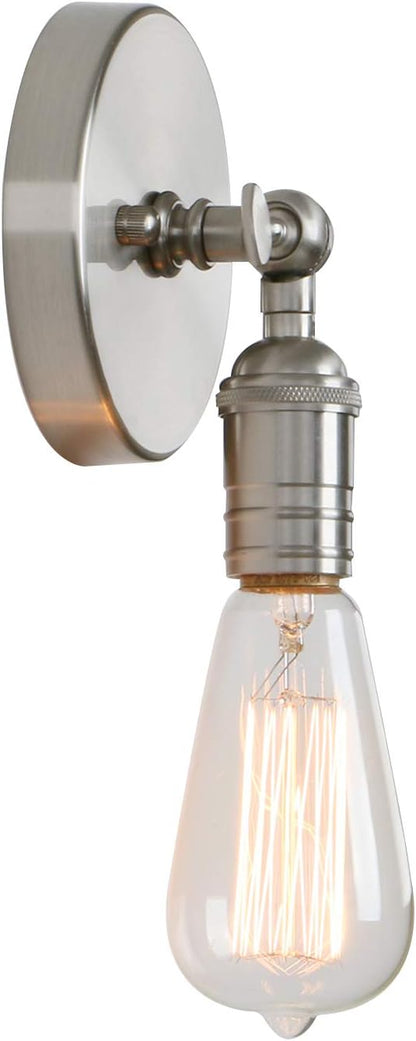PERMO Single Sconce Mini Vintage Wall Sconce with On/Off Switch Hardwired Wall Mount Lamps Decorative Wall Lighting for Bedroom Hallway Bathroom (Brushed Nickel)