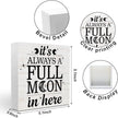 Rustic Full Moon Bathroom Wood Box Sign - It Is Always A Full Moon In Here, Humor Toilet Accessories Wood Plaque, Woods Table Decorative Signs for Office Home Dorm Tabletop Shelf Decoration