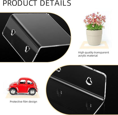 Acrylic Wall Shelves,Clear 4 inch Floating Shelves for Display,Ledges Pop Figures,Plant,Tiny Wall Mounted Transparent Shelf Small Invisible Shelves with Adhesive for Bedroom Living Room Decoration
