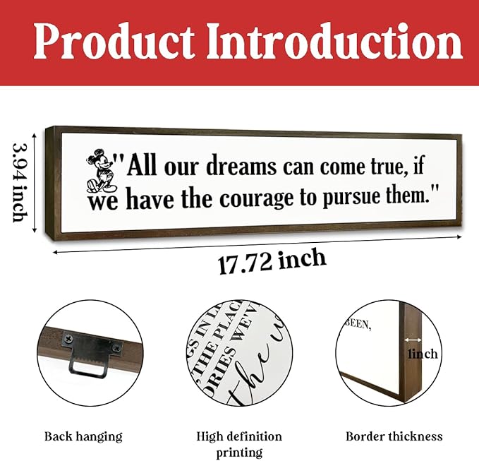 WKYAER Inspirational Wall Decor, Decorative Wooden Box Signs, Rustic Hanging Wood Sign Decor, Tabletop Decoration for Home Office, Bedroom Wall Art, All Our Dreams Can Come True Sign