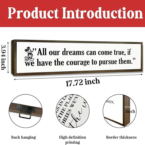 WKYAER Inspirational Wall Decor, Decorative Wooden Box Signs, Rustic Hanging Wood Sign Decor, Tabletop Decoration for Home Office, Bedroom Wall Art, All Our Dreams Can Come True Sign