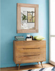 Rectangle Mirror Retro Wooden Wall-Mounted Mirrors Farmhouse Bedroom Bathroom Vanity Entrance Decorative Antique Hanging Mirror Large 20