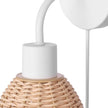 Globe Electric 65928 Briar 1-Light Plug-in or Hardwire Wall Sconce, Matte White, Rattan Shade, 6ft White Braided Fabric Designer Cord, in-Line On/Off Rocker Switch