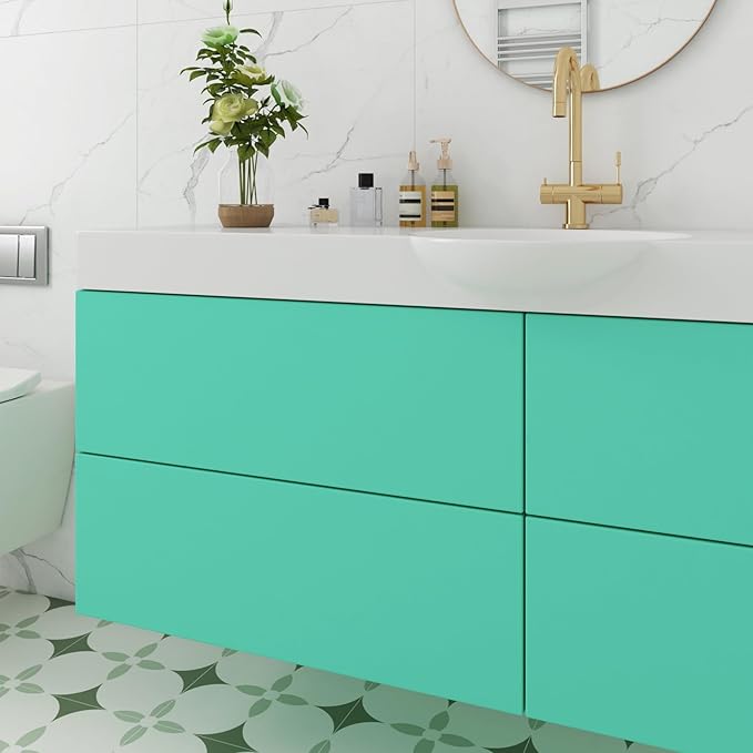 Livelynine Turquoise Wallpaper Peel and Stick Solid Color Wall Paper Aqua Green Contact Paper for Cabinets Kitchen Wallpaper Waterproof Desk Vinyl Wrap Self Adhesive Tiffany Blue Removable 15.8x78.8