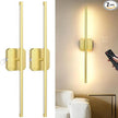 Battery Operated Wall Sconces Set of 2, Rechargeable Wall Sconces with Remote Control, LED Gold Wall Lights, 3000K-6000K Dimmable 360° Rotatable for Living Room, Bedroom, Hallway, 28''