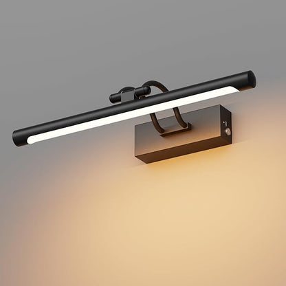 Cordless Picture Light with Remote, Battery Operated Wall Sconce for Artwork, 3 Colors Painting Light Dimmable and Timer, Wireless Art Light for Display (Black)