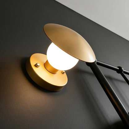 Modern Gold Mushroom Globe Wall Sconces, Spherical Wall Lamp, Mid Century Small Brass Vanity Single Ball Lights Fixture, Contemporary Milk Glass Wall Mounted Lamp for Bedroom Bathroom Hallway