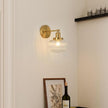 TERLEENART Vintage Wall Sconce Set of 2,Hard Wired Sconce with Clear Ribbed Glass Shade,Indoor Wall Mounted Lamp for Bedroom Living Room Bathroom Hallway
