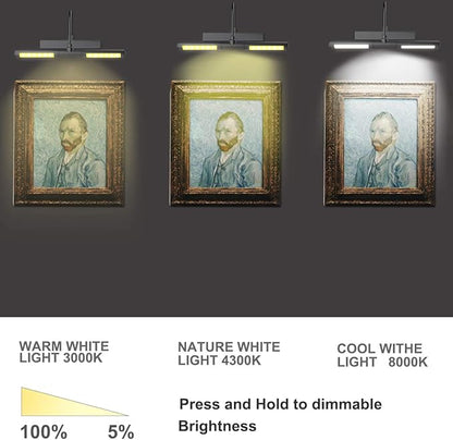 BIGLIGHT Wireless Picture Light Battery Operated, 13 Inches Artwork Light with Remote and Timer, Dimmable Display Lamp for Painting Dartboard Photo Frame Portrait Art, Black