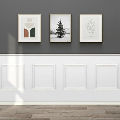 Peel and Stick Wall Molding, 4 Set 20" x 20" Premade Wainscoting Panels, Ready-to-Assemble Wall Accent Kit, Paintable Molding Trim Decor for Living Room Bedroom Hallway Kitchen Island