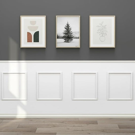 Peel and Stick Wall Molding, 4 Set 20" x 20" Premade Wainscoting Panels, Ready-to-Assemble Wall Accent Kit, Paintable Molding Trim Decor for Living Room Bedroom Hallway Kitchen Island
