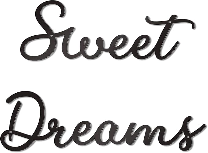 Zzbakress Sweet Dreams Wall Decor Metal Wall Art Large Modern Living Room Farmhouse Sign for Bedroom Black Metal Wall Art for Office and Home Wall Decor (Black, Elegant)
