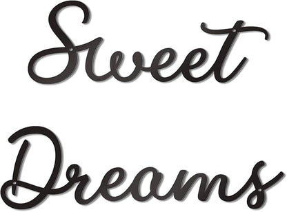 Zzbakress Sweet Dreams Wall Decor Metal Wall Art Large Modern Living Room Farmhouse Sign for Bedroom Black Metal Wall Art for Office and Home Wall Decor (Black, Elegant)