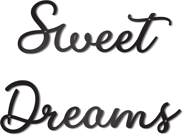 Zzbakress Sweet Dreams Wall Decor Metal Wall Art Large Modern Living Room Farmhouse Sign for Bedroom Black Metal Wall Art for Office and Home Wall Decor (Black, Elegant)