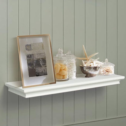AHDECOR White Floating Shelves Wall Mounted, Deeper Wall Storage Shelf for Home Décor, Super Sturdy, Easy to Install, 24” Wide, 7.75” Deep