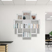 3-Tiers Wall Mounted Geometric Bookshelf, Morden Irregular Nine-Grid Bookshelf, 90cm Tall Decorative Display Shelf (White)