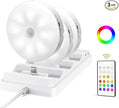 EZVALO Under Cabinet Lighting with Charging Station,1000mAh Rechargeable Puck Lights with Remote, 3 Color Temps & 12 RGB Closet Lights, Dimmable Motion Sensor Lights for Shelf, Kitchen (3 Packs)