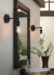 PERMO Vintage Industrial Pole Wall Mount Mini Single Sconce Metal Wall Sconces Fixture (Matte Black)