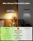 iThird Rechargeable Battery Operated Wall Sconce Set of 2: Wireless Black Wall Lights Battery Powered Magnetic 360° Rotation Cordless Scone Adhesive LED Wall Mount Lamp for Bedroom Reading Picture RV