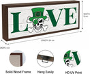 Shamrock Decors, Skeleton Bone Man Decor, Love Wooden Box Signs, Rustic Framed Wooden Box Sign, St. Patrick's Day Themed Decor for Cafe Shop Coffee Bar, 9.5x3.1x1 inches