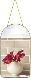 Funerom Small Decorative Arched Wall Mirror with Gold Frame, 15.8 x 9 inches, Small Modern Hanging Mirror for Bedroom Bathroom
