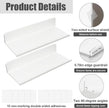 ZILAMGOO White Floating Shelves for Wall, 12 Inch Adhesive Wall Mounted Acrylic Shelves, No Drill Stick On Shelves for Bathroom, Bedroom, Kitchen, Living Room, Office (Set of 2, White)