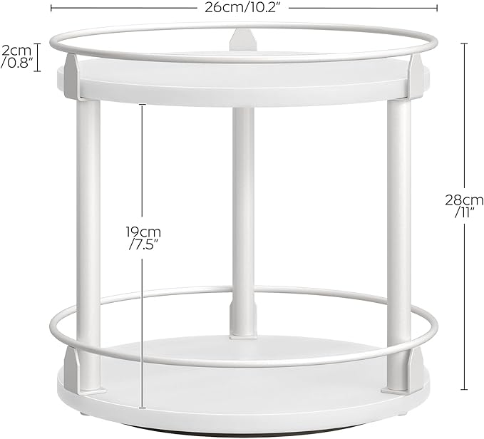 Spice Rack, Set of 2 Lazy Susan Organizer, 2-Tier Turntable Organizer For Cabinet, Compact and Versatile, for Kitchen Countertop, White SR22L2WW