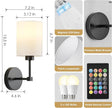 Battery Operated Wall Sconce Set of Two,Wireless Rechargeable Wall Light With Remote Control, Dimmable, 1800K/3000K/4000K/6000K/RGB, Timer, for Living Room, Bedroom, Fireplace, TV, 13.5 Inch, Black
