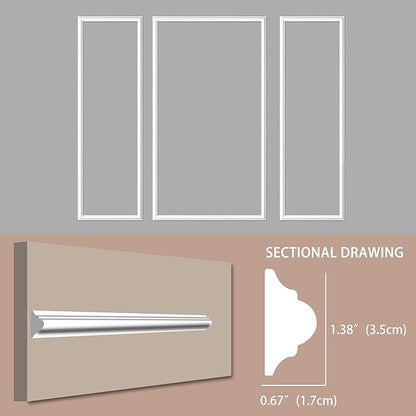 Gaahing 3 Sets Premade Accent Wall Molding Kit, Pre-Cut Wainscoting Panels, Ready to Assemble Chair Rail Moulding for Interior Decoration