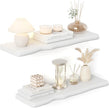 Floating Shelves for Wall Rustic Farmhouse 24 Inch Floating Shelf Bathroom Wooden Shelves for Wall Mounted Live Edge Pine Shelf with Unique Natural Grain for Living Room Bedroom Kitchen (White)
