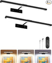 EZVALO Picture Light for Wall, 16'' Black Rechargeable 4800mAh Battery Lights Wireless with IR Remote, Magnetic LED Art Painting Light with 3 Color Temperatures, Display for Gallery, Living Room(2P)