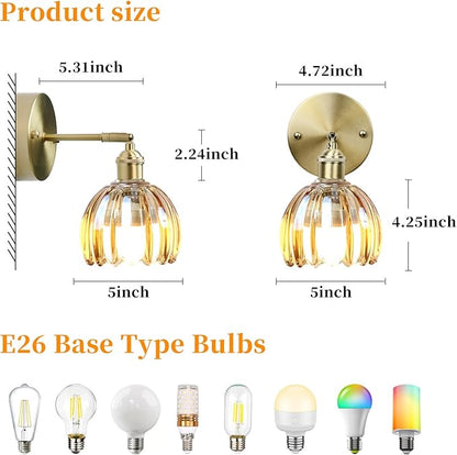GEEZO Vintage Battery Operated Wall Sconce, with Rechargeable Battery Powered Wall Light with Remote Control for Bedside Bedroom