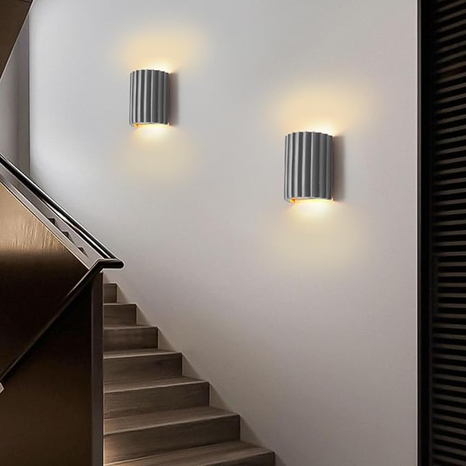 ZEROUNO Modern LED Wall Sconces Wall Lighting,Gray Resin Indoor Hardwired Sconce Light Fixtures Up and Down Wall Mount Light Lamp for Living Room Bedroom Bedside Hallway with G9 Bulb