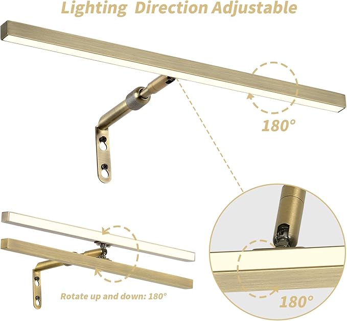 2 Pack LED Picture Lights for Paintings Plug in, 16 Inch 4W Adjustable Art Light Gallery Wall Light for Display Art Work, Antique Brass Finish, CRI90+, 3000K Warm White