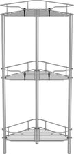 3 Tier Floor Standing Corner Shower Caddy Organizer Shelf with Hooks, Bathroom Shelves Stand Rack, Gray