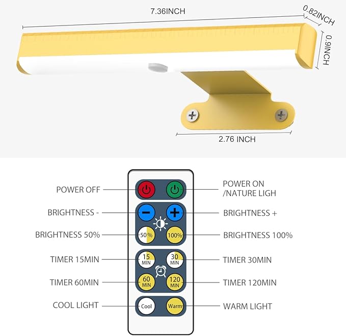6Pack Wireless Picture Light with Remote,Battery Operated Wall Sconces for Wall Decor,3 Color Timer&Dimmable Paintings Light LED Art Display Lamp Picture Frame Light for Artwork Posters Gallery-Gold