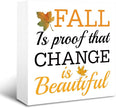 Rustic Autumn Wood Box Sign, Fall Artwork for Shelf Decoration, Rustic Home Decor, Fall is Proof that Change is Beautiful Sign Wooden Plaque 5 * 5inch