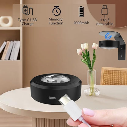 3Pcs Picture Lights for Wall, 16 Lighting Modes Magnetic Art Display Light for Paintings with Remote Control Dimmable & Timer, Wireless Wall Decor Puck Light, Black