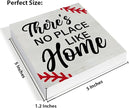 Baseball Decor There's No Place Like Home Wooden Sign Decorations Home Living Room Desk Table Shelf Decor 5×5 Inches, Gifts for Baseball Lover
