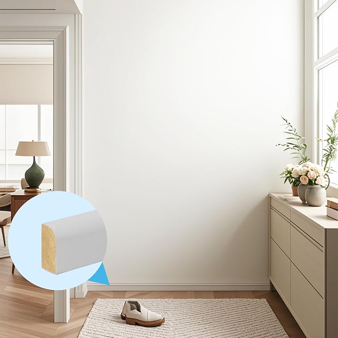 Art3d 4-Pack Wall Molding Trim, 8 ft Each, MDF Wainscoting Panels, Paintable & Warp-Resistant, Easy Adhesive Installation for Living Room, Bedroom & Office Déco- Total Length 32 ft (White 2)