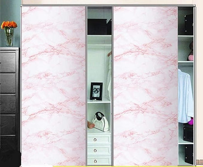practicalWs 15.7 in x 236.2 in Self-Adhesive White Pink Marble Removable Wallpaper Decor Decals Decoration Textured Panel Table Countertops Cabinets Drawer Shelf Wall Crafts Wall Paper Decorations
