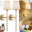 Wall Sconces Battery Operated Set of 2, Rechargeable Wall Sconce, 10 Colors Wireless Wall Sconces Set of Two, 5200mAh Dimmable Bulbs and Remote, for Bedroom Living Room, Hallway Decor (Gold - 24 inch)