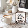Coffee Gets Me Started Jesus Keeps Me Going - 5'' Rustic Cafe Wooden Sign With Metal Stand - Religion Wooden Plaque Tabletop Decor Gifts For Coffee Lover Christians - Home Kitchen Decor & Supplies-B05