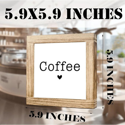 Coffee Bar Station Decor Sign Minimalist Coffees Plaque Handcrafted Wooden Wall Decor Rustic Cafe Style Sign For Home Kitchen Office Bar Wooden Cafe Decoration Ideal Coffee Lover Gift 5.9x5.9 Inch